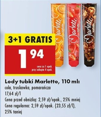 Lody truskawkowe Marletto promocja