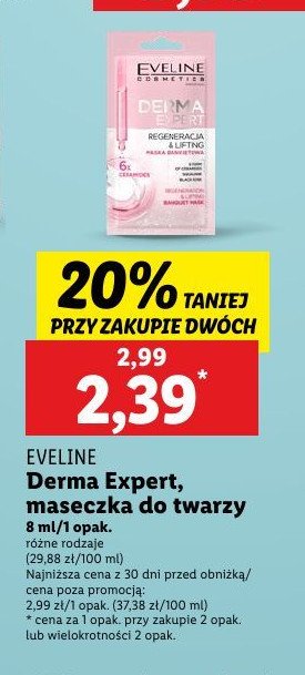 Maseczka do twarzy regeneracja i lifting Eveline derma expert promocja