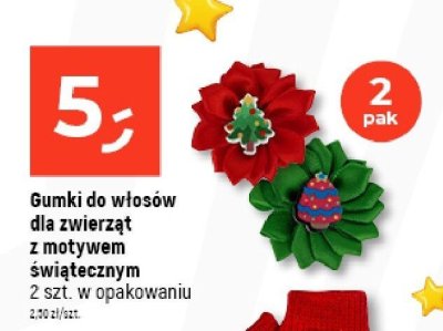 Gumki do włosów dla zwierząt z motywem świątecznym 2 szt. w opakowaniu promocja w Dealz
