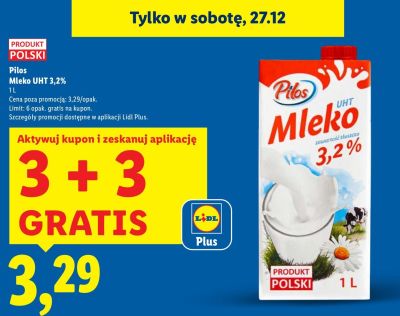 Mleko UHT 3,2% Pilos promocja w Lidl