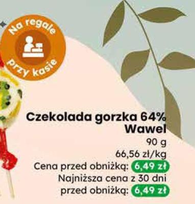 Czekolada gorzka 64% Wawel promocja w Dino
