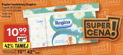 Papier toaletowy Regina 1 opak./4-8 rolek promocja w Delikatesy Centrum