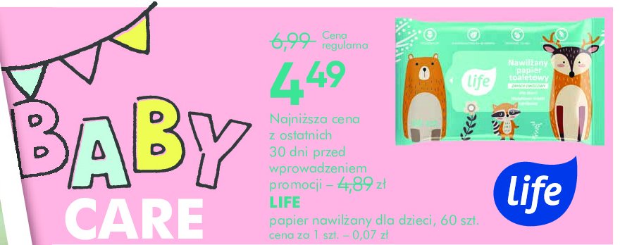 Chusteczki nawilżane pure aqua 99 % Life baby Life (super-pharm) promocja w Super-Pharm