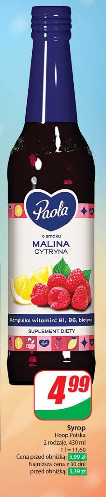 Syrop malina z cytryn膮 Paola promocja