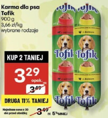Karma dla psa Tofik promocja w Delikatesy Centrum