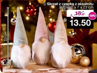 Skrzat z czapką z aksamitu 7x7x23cm promocja w Woolworth