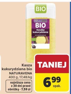 Kasza kukurydziana bio NaturaVena promocja w Carrefour