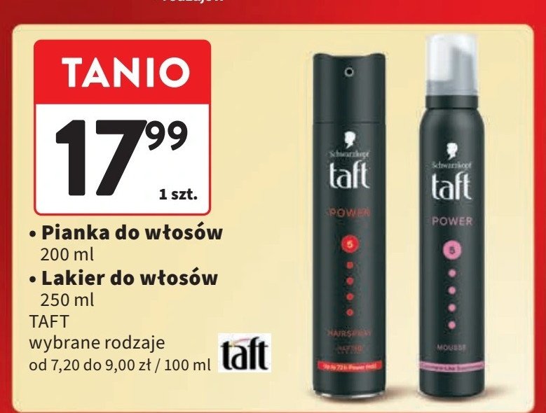 Lakier do włosów Taft power promocja w Intermarche