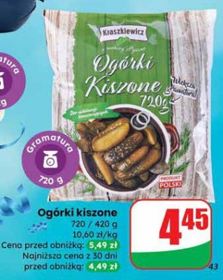 Ogórki kiszone Kruszkiewicz promocja w Dino