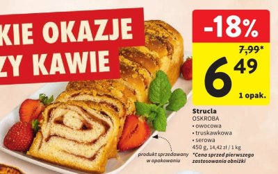 Strucla OSKROBA owocowa, truskawkowa, serowa 450 g promocja w Intermarche