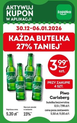 Piwo Carlsberg butelka bezzwrotna promocja w Żabka