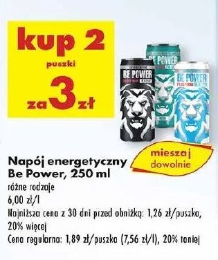 Napój energetyczny sugar free Be power promocja