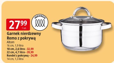 Garnek nierdzewny Remo z pokrywą Altom 16 cm, 1,9 litra promocja w Leclerc