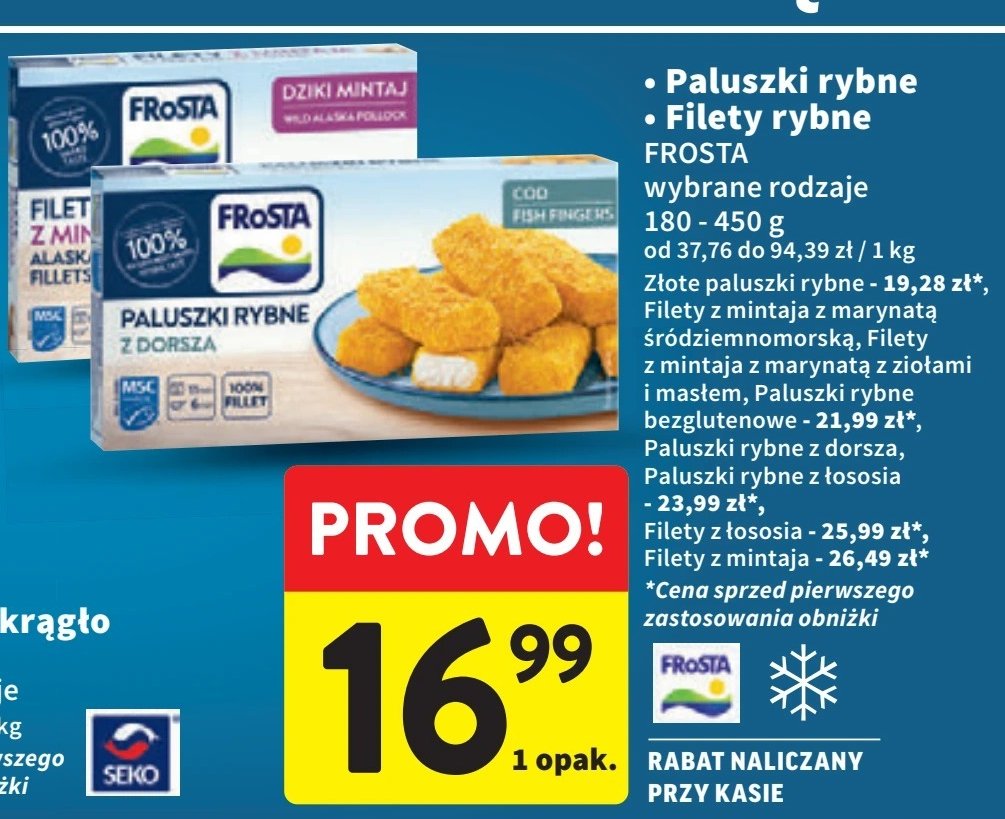 Paluszki rybne bezglutenowe Frosta promocja w Intermarche