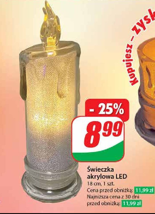 Świeczka akrylowa led 18 cm promocja