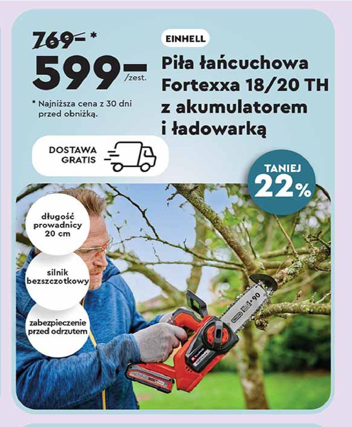 Piła łańcuchowa fortexxa 18/20 th Einhell promocja w Biedronka