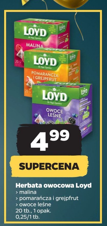 Herbata pomarańcz i grejpfrut Loyd tea the magic experience promocja