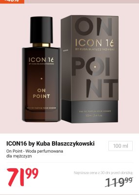Woda perfumowana ICON16 by Kuba Błaszczykowski On Point dla mężczyzn 100 ml promocja w Rossmann