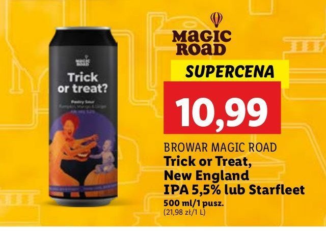 Piwo trick or treat Magic road promocja