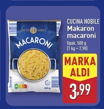 Makaron macaroni Cucina nobile promocja w Aldi