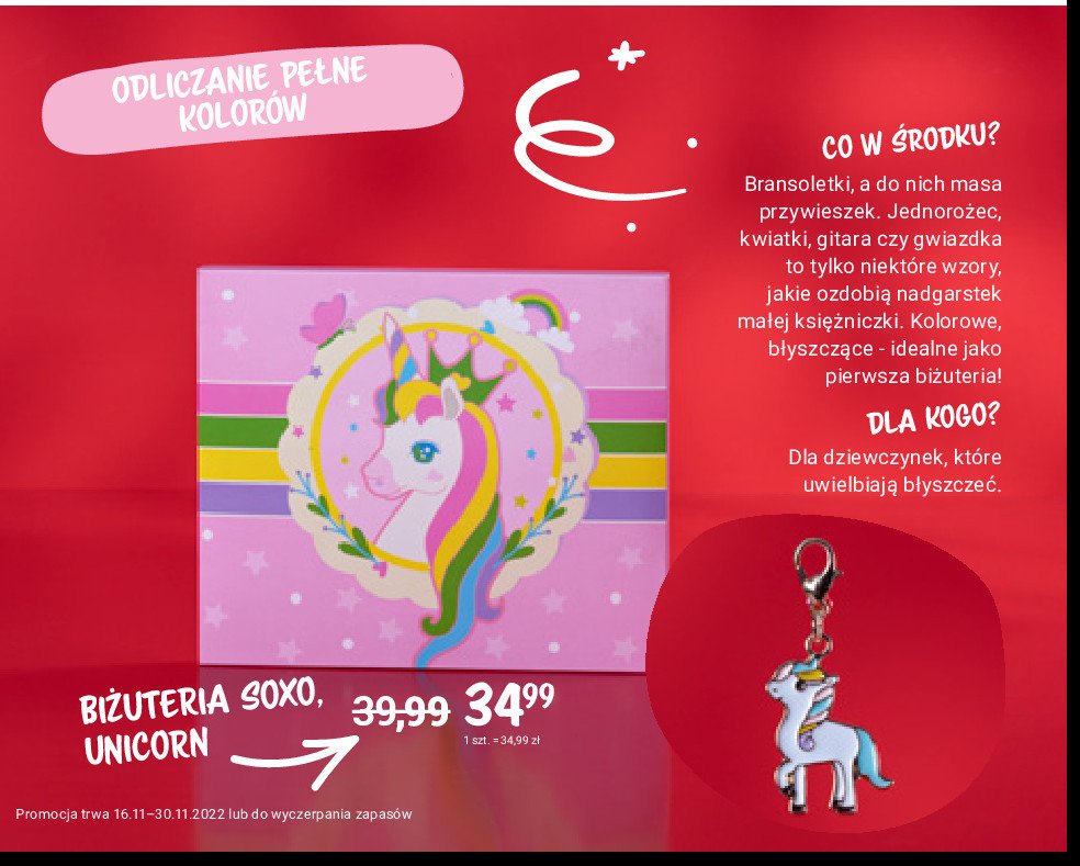 Kalendarz adwentowy unicorn Soxo promocja