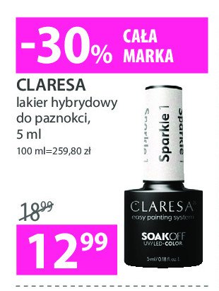 Lakier hybrydowy sparkle 1 Claresa soak off promocja