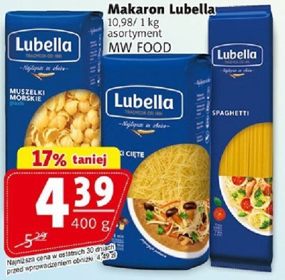 Makaron Lubella asortyment MW Food promocja w Prim Market