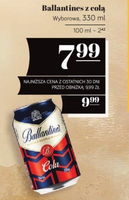 Ballantines z colą 330 ml promocja w POLOmarket