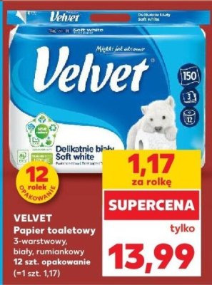 Papier toaletowy Velvet 3-warstwowy, perforowany 12szt promocja w Kaufland