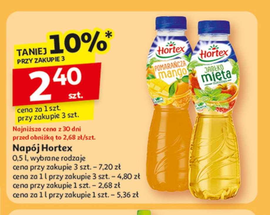 Napój pomarańcza-mango Hortex promocja w Auchan
