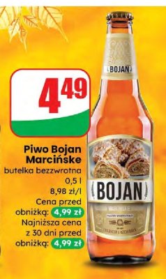 Piwo Bojan Marciński butelka bezwrotna promocja w Dino
