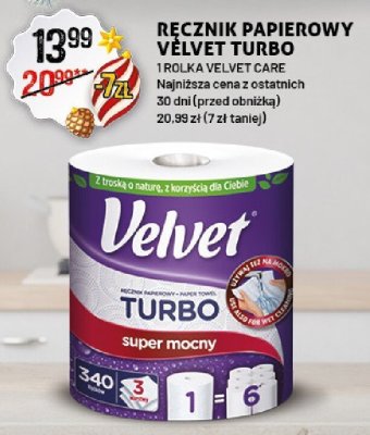 Ręcznik papierowy Velvet Turbo 1 rolka VELVET CARE promocja w Arhelan