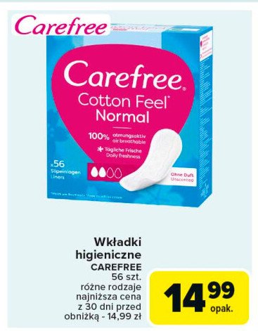 Wkładki cotton feel normal Carefree promocja