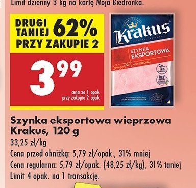 Szynka eksportowa Krakus animex promocja w Biedronka