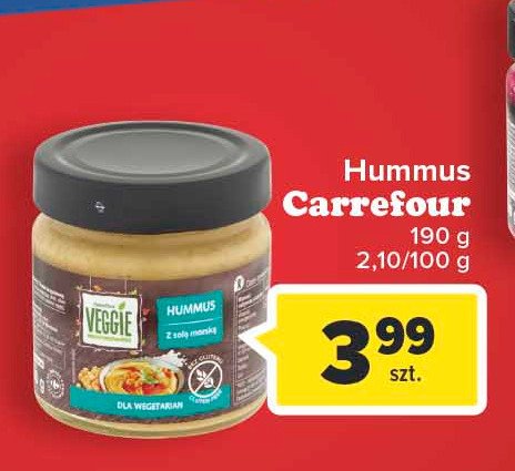 Hummus z solą morską Carrefour veggie promocja