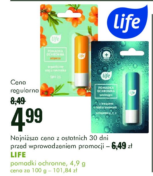 Pomadka ochronna z kwasem hialuronowym Life (super-pharm) promocja