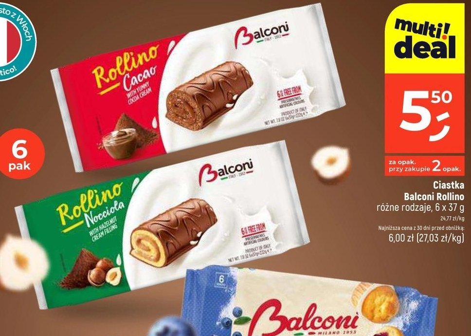 Ciastka rollino nocciola Balconi promocja