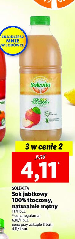 Sok 100% tłoczony jabłkowy Solevita promocje
