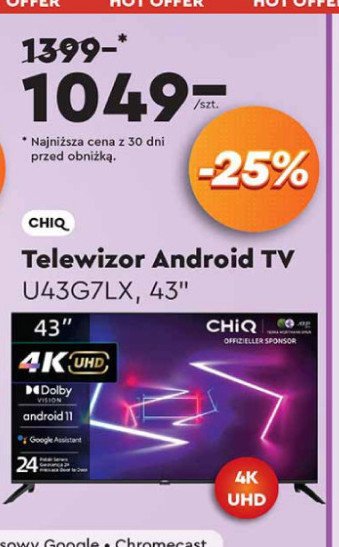 Telewizor 43'' u43g7lx Chiq promocja w Biedronka