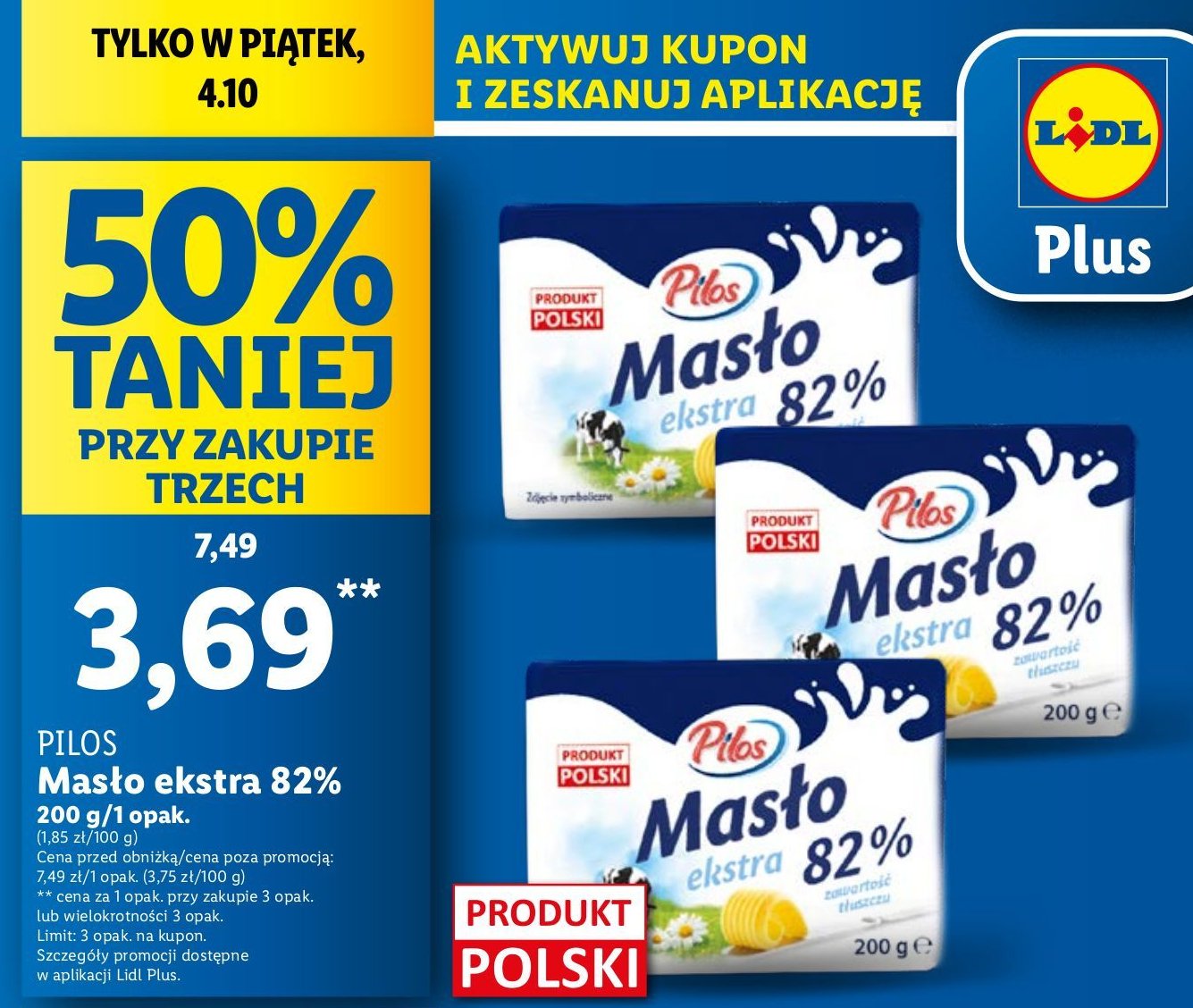 Masło ekstra Pilos promocja