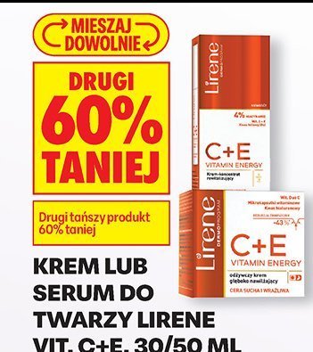 Krem lub serum do twarzy Lirene Vit. C+E, 30/50 ml promocja w Biedronka