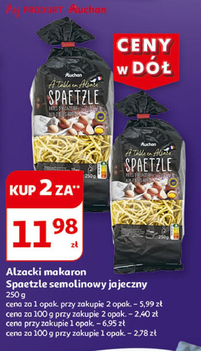 Makaron alzacki spaetzle semolinowy Auchan promocja