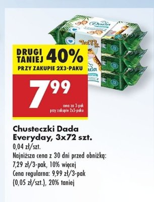 Chusteczki wilgotne naturals Dada promocja