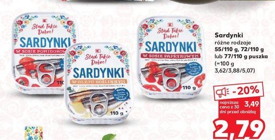 Sardynki w sosie paprykowym K-classic stąd takie dobre! promocja w Kaufland