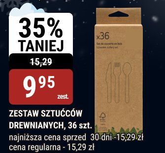 Zestaw sztućców drewnianych 36 szt promocja w bi1