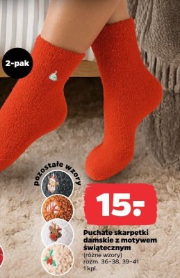 Puchate skarpetki damskie z motywem świątecznym 2-pak promocja w Netto