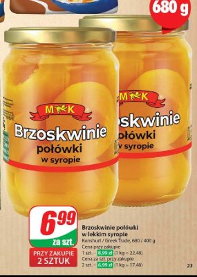 Brzoskwinie połówki w lekkim syropie M&k promocja