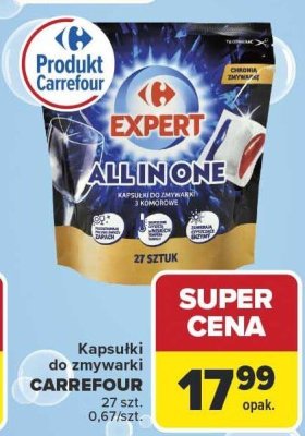 Kapsułki do zmywarki Carrefour Expert All in One 27 szt. promocja w Carrefour Market