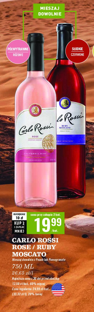 Wino Carlo rossi refresh pomegranate promocja w Biedronka