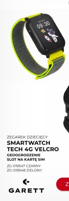 Smartwatch dziecięcy TECH 4G VELCRO zielony ZG-019548 promocja w Briju
